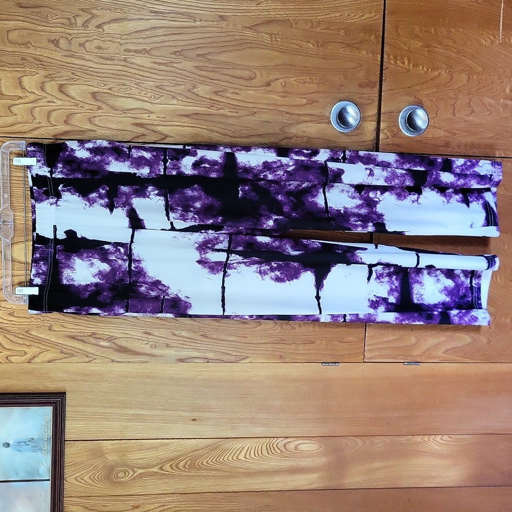 Beyond this Plane white, purple and black lounge slacks